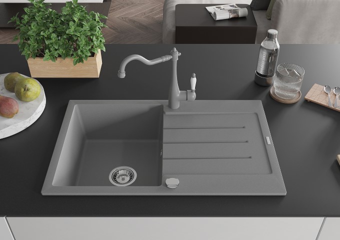 Pelēkie granīta vienkameras izlietnes