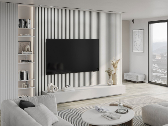 baltas lamelas telpā