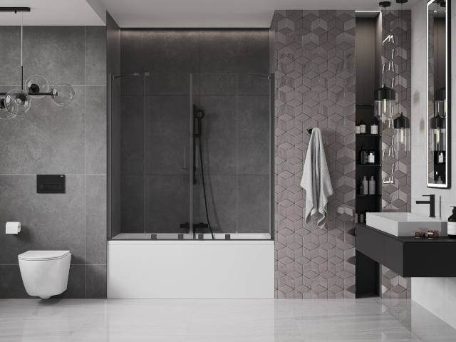 Taisnstūrveida grīdas flīzes vannas istabā