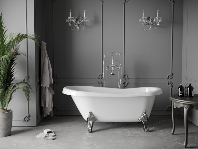 Pelēki flīzes Mexen vannas istabā