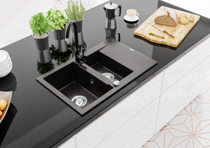 Granitie izlietnes melnas