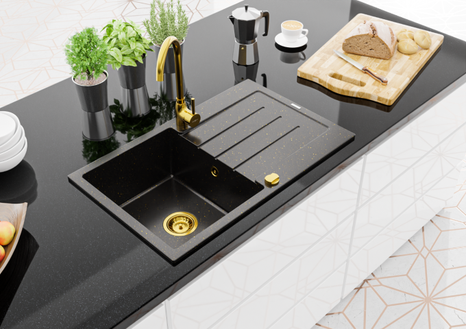 Granitnes izlietnes ar jaucējkrānu - vienkameru