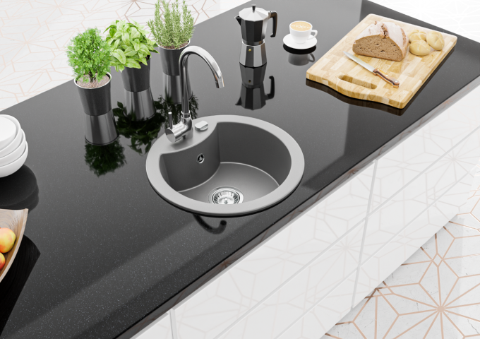 Pelēkie granīta vienkameras izlietnes