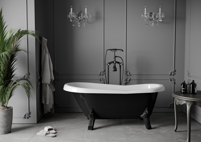 brīvi stāvoša vanna ar kājiņām