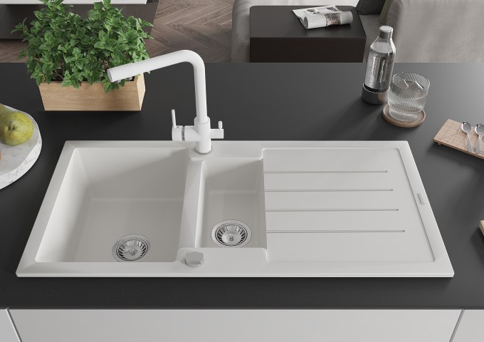 Virtuves krāni baltie