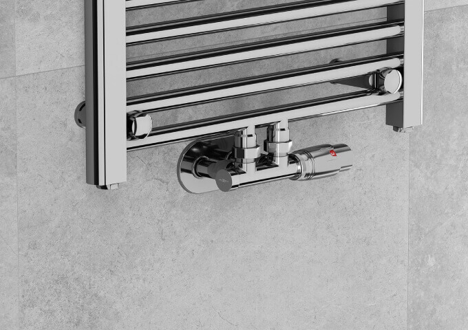 Leņķa hromēts radiatoru vārsts