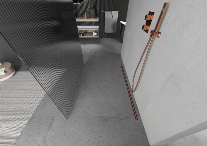 mūsdienu grīdas notecētājs rozā zelts