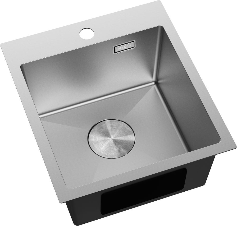 Vienkameras izlietne no tērauda Mexen