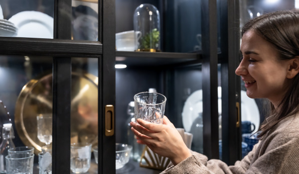 Vitrīna – neparasts mēbele virtuvei