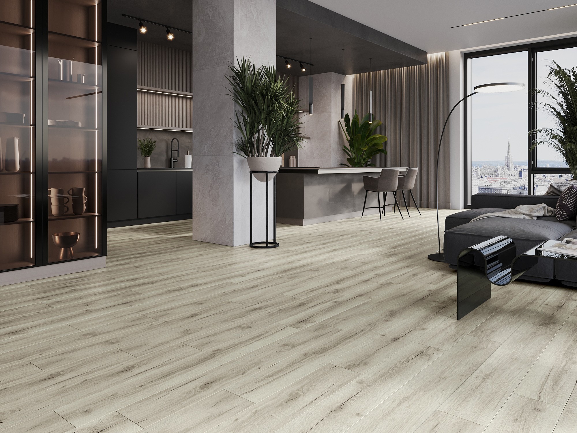 Luksusa vinila paneļi virtuvē un viesistabā